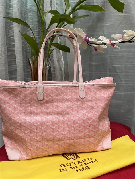 goyard tote bag pink and grey|Goyard tote bag with zipper.